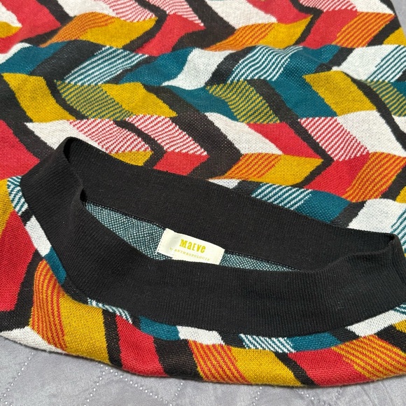 Anthropologie Maeve Size XS Multicolor Geometric Knit Knee Length Sweater Skirt - Picture 13 of 16